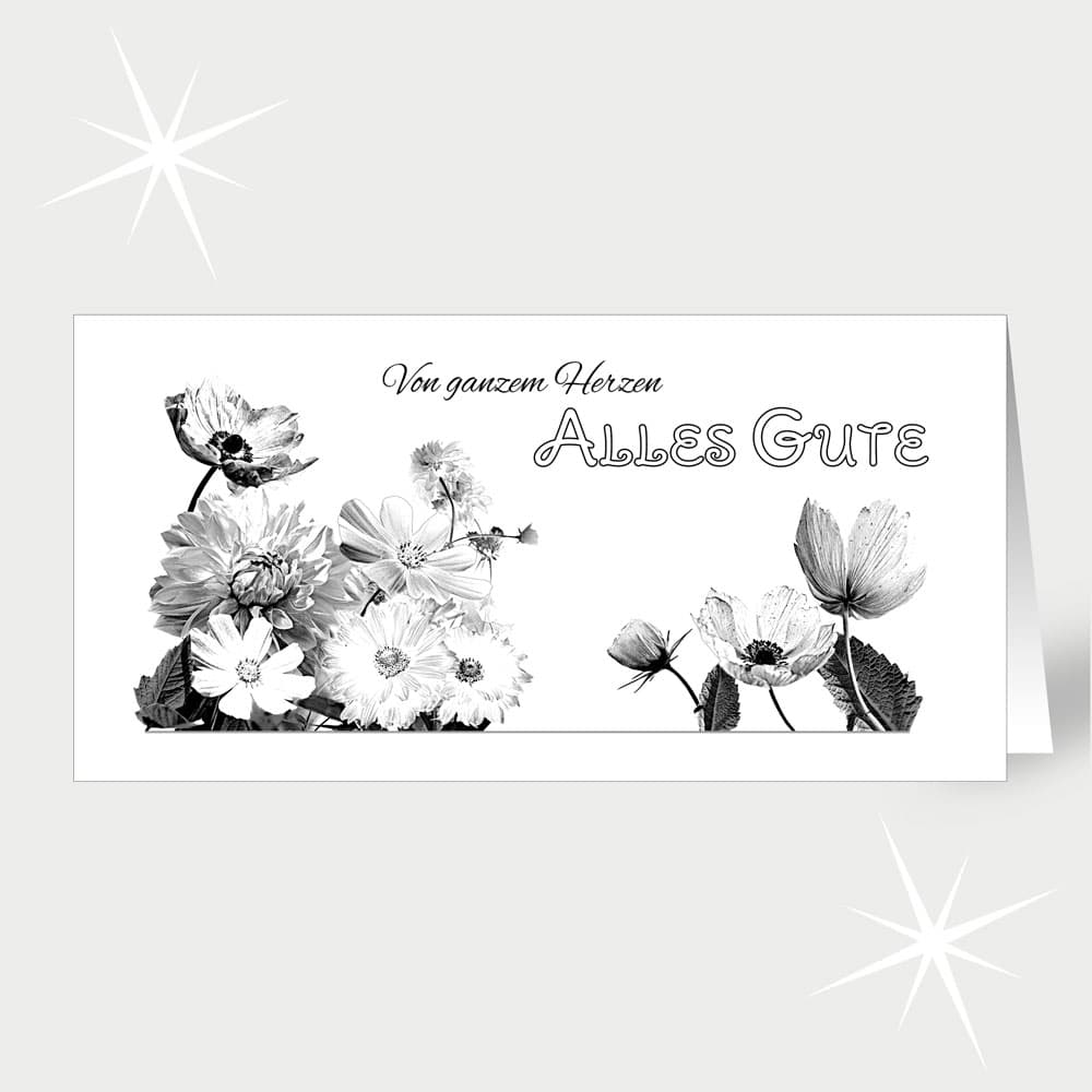 Blumige Glückwünsche zum Ausmalen