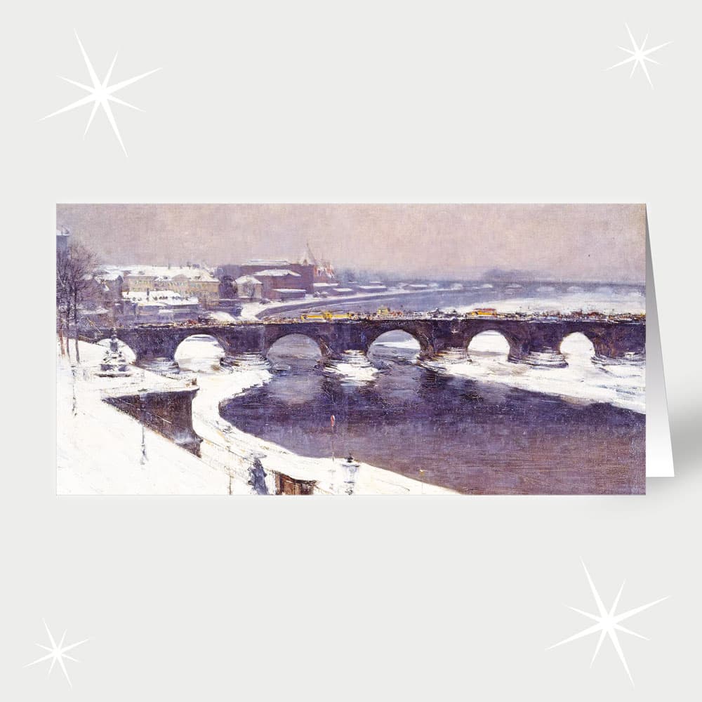 Gotthardt Kuehl / Elbe und Augustusbrücke in Dresden im Winter, von der Brühlschen Terrasse aus gesehen (ca. 1900)