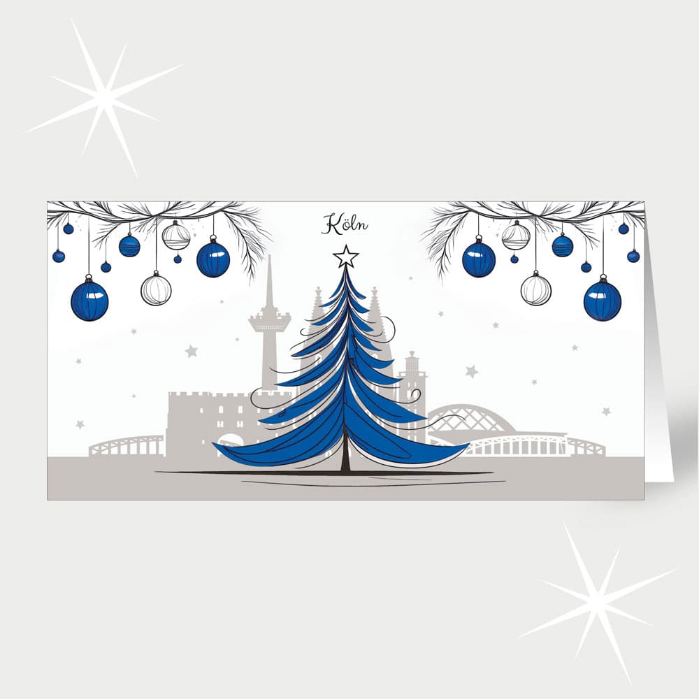 Kölnn mit Weihnachtsbaum in Blau
