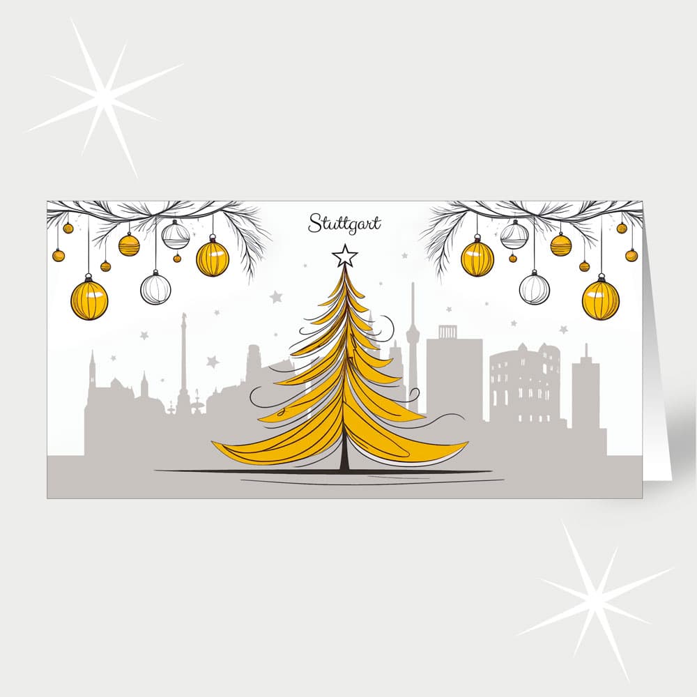 Stuttgart mit Weihnachtsbaum in Orange